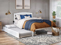 White Full Wood Platform Bed Frame with Twin Trundle W3705