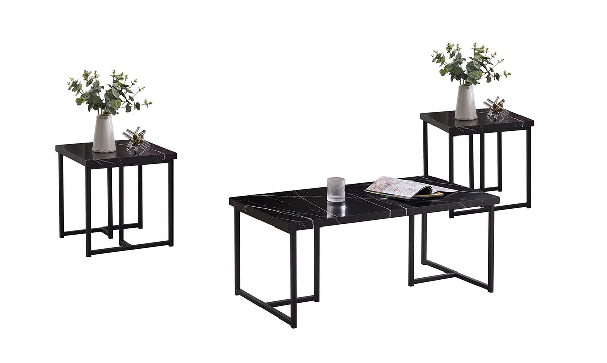 3 Piece Faux Marble Coffee Table End Table Set B62695