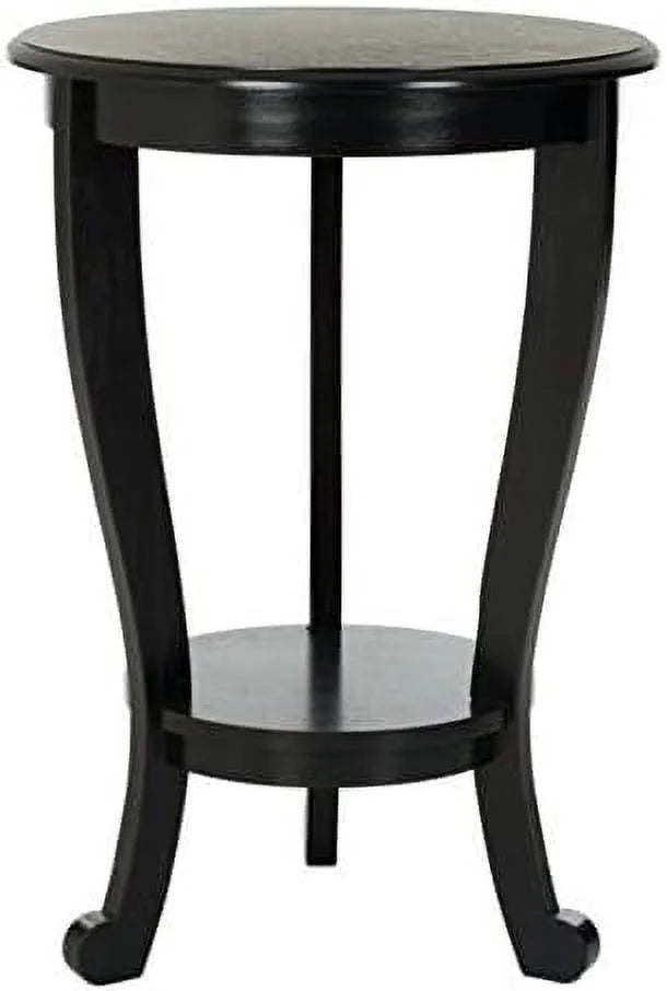 Black Wood Pedestal Side Table Set Of 2 V492