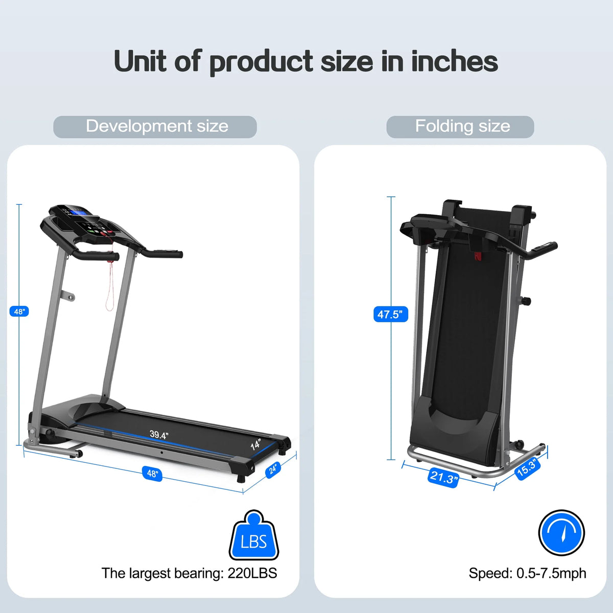 Folding Treadmill 1.5HP 220 LB Max Weight M730