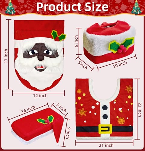Black 4 Pcs Christmas Toilet Seat Cover Set Q782131