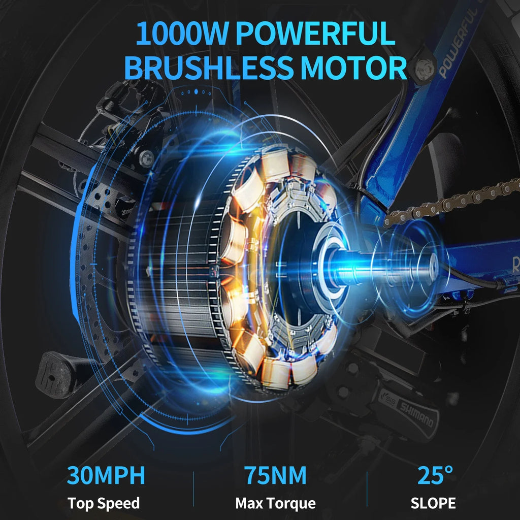 1000W 48V 15Ah Fat Tire Folding Electric Bike A692007