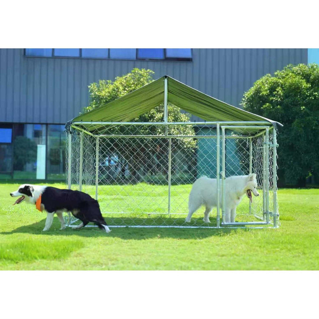 Outdoor Dog Kennel Heavy Duty with Galvanized Chain Link Y90857
