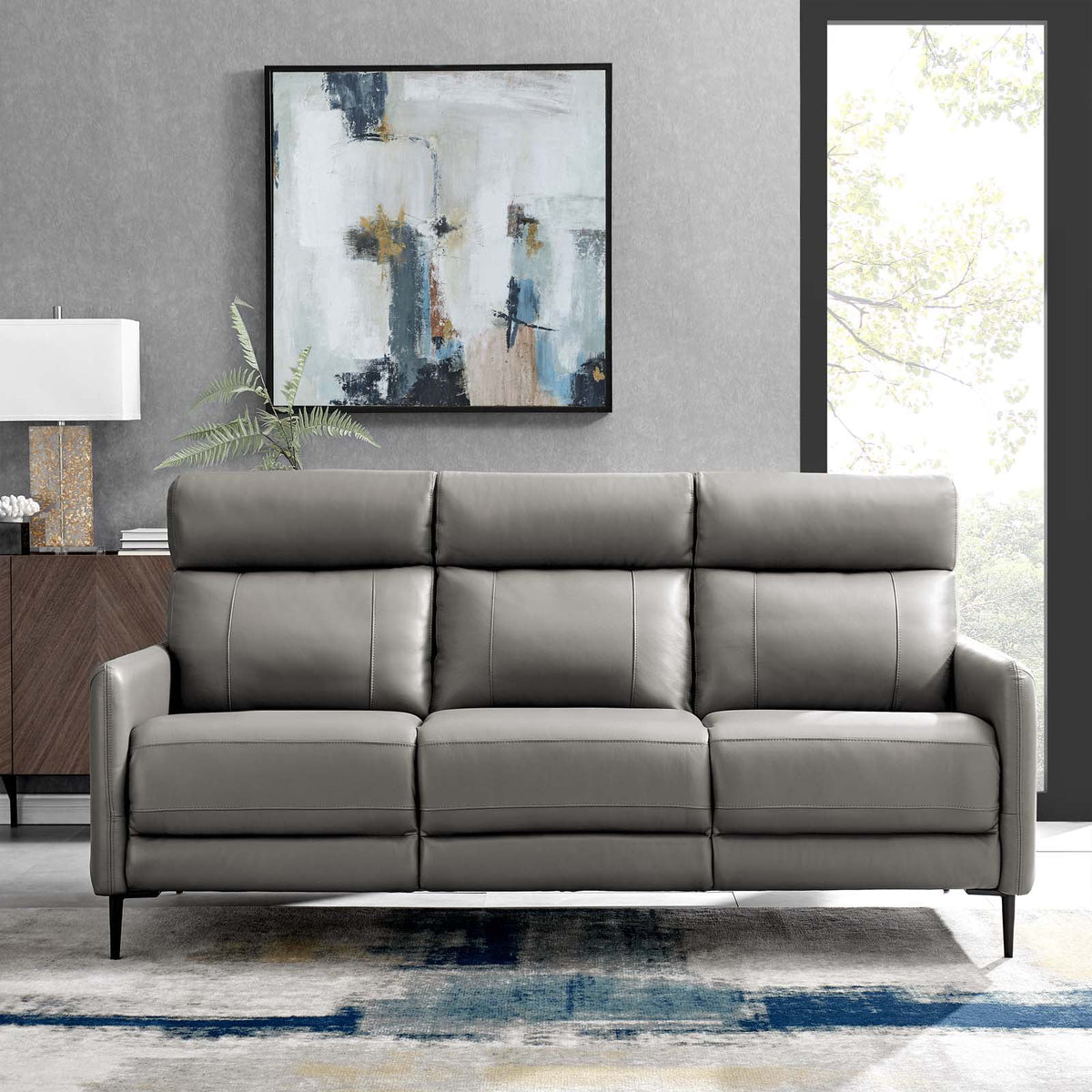 Grey Leather Sofa N162306
