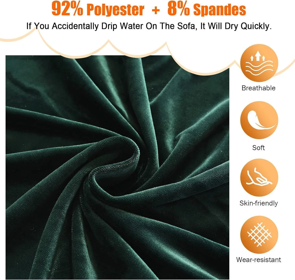 Velvet L Shape Sofa Cover with 2 Pillowcases B77956