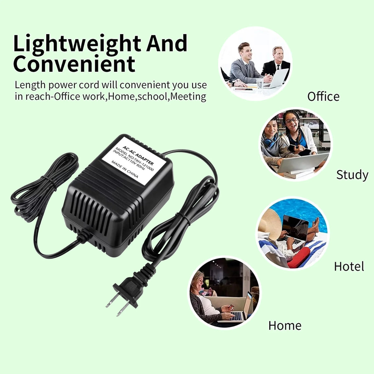 12V AC/AC Adapter Power Supply Charger with Barrel Round Plug Tip K3702
