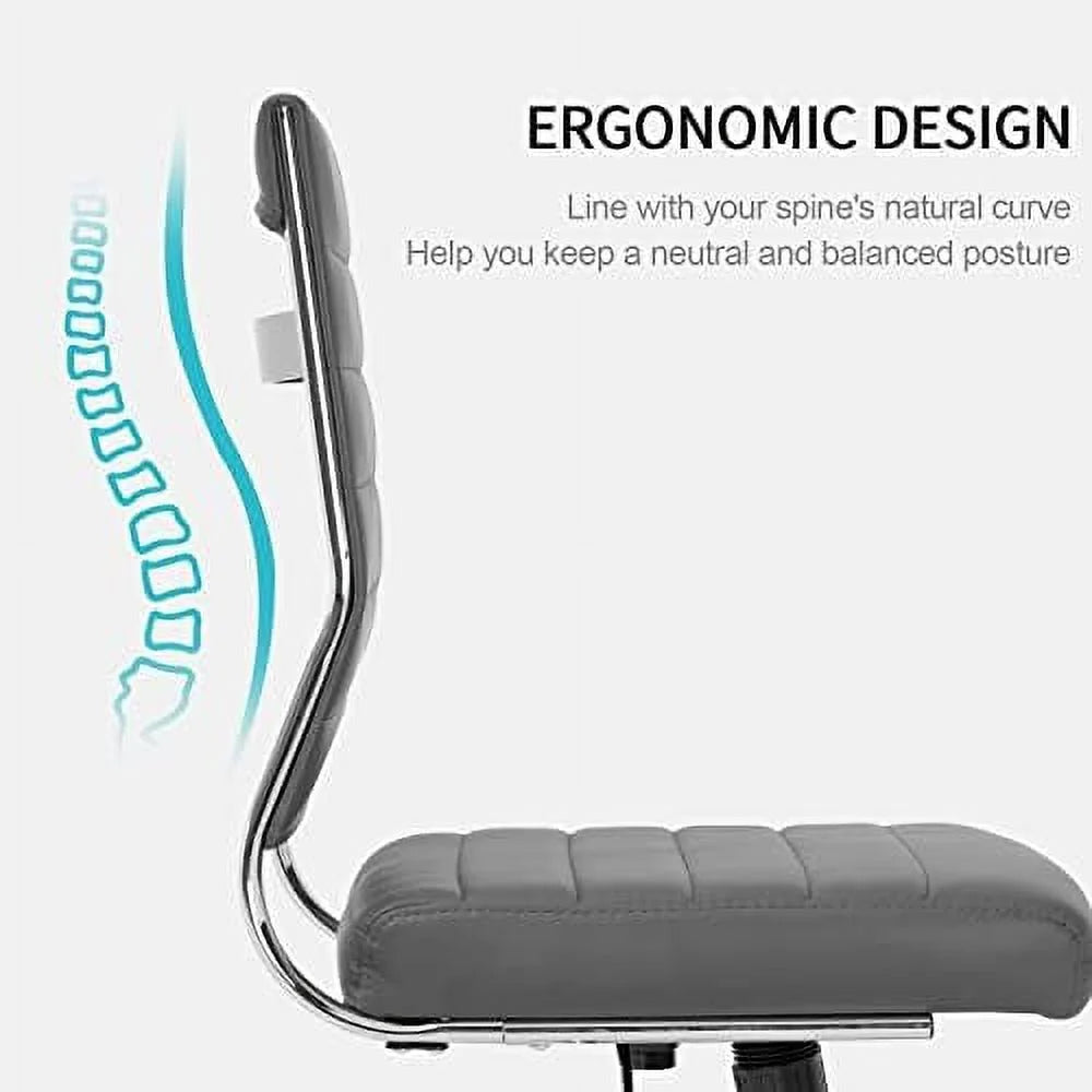 Armless Leather Swivel Office Chair R7146