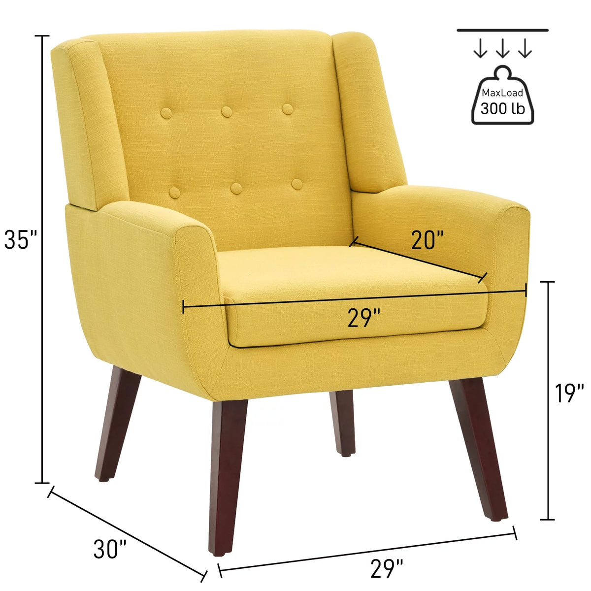 Yellow Linen Fabric Upholstered Accent Chair V91705