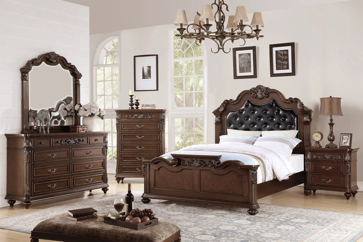 4pcs Eastern King Bed Dresser Mirror Nightstand R6626