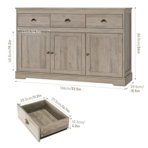 White Buffet Cabinet with 3 Drawers & 3 Doors W239