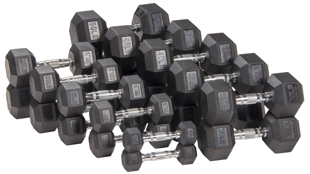10LBs Rubber Encased Hex Dumbbell Q893