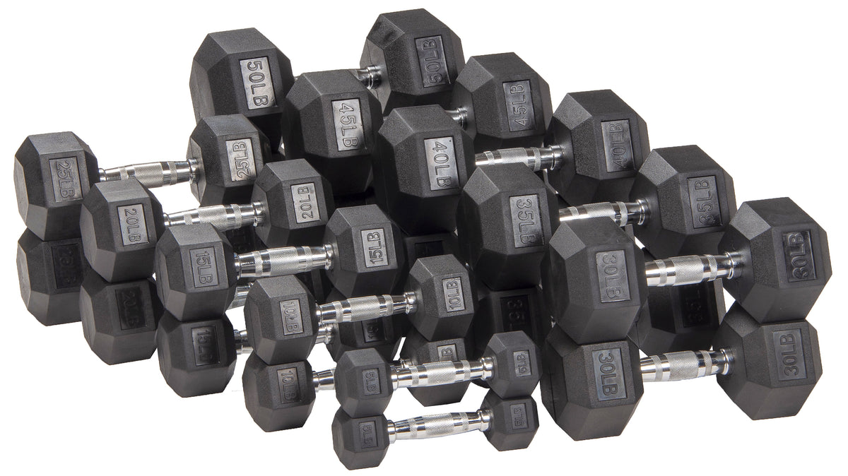 10LBs Rubber Encased Hex Dumbbell Q893