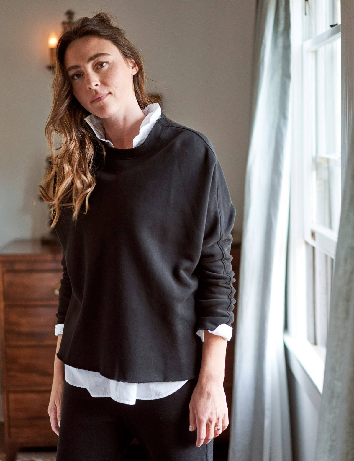 Black Fleece Long-Sleeve Capelet A1731