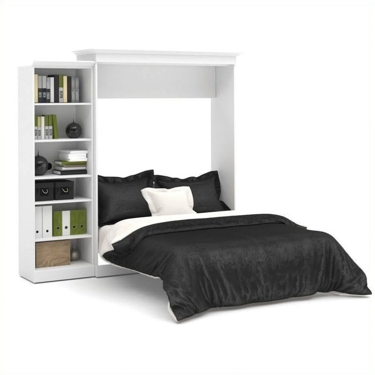 White Queen Murphy Bed with Closet Organizer F798