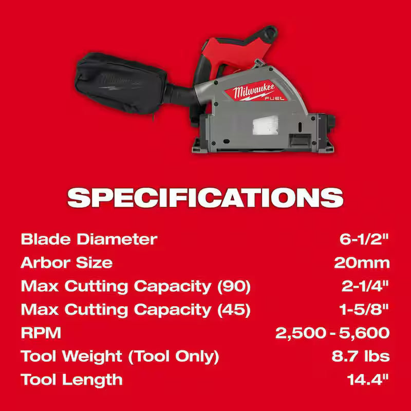 18V Brushless Cordless 6-1/2 in. Plunge Track Saw Kit with 55 in. Guide Rail H713494