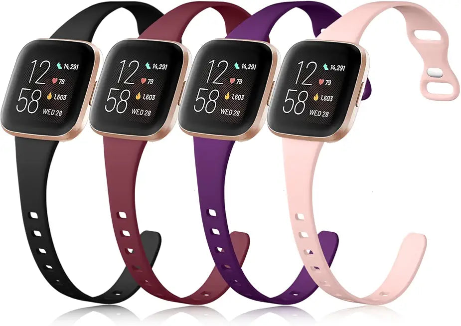 4 Pack Silicone Bands for Fitbit Versa Small Black Pink Sand Wine Red V830786