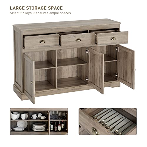 White Buffet Cabinet with 3 Drawers & 3 Doors W239
