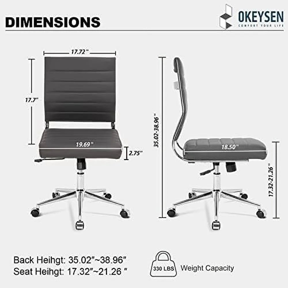 Armless Leather Swivel Office Chair R7146