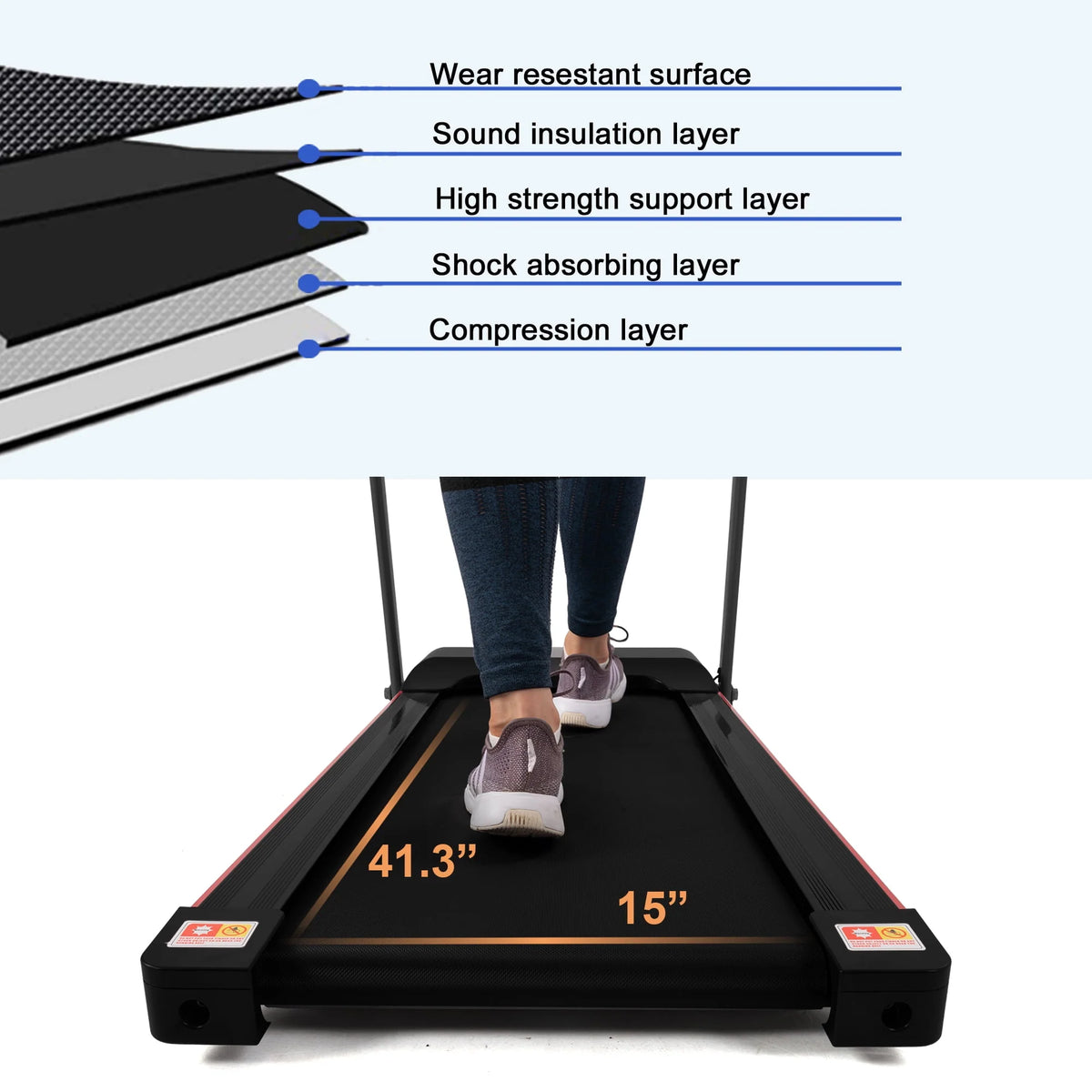 Folding Treadmill with Desk 2.5HP Compact Electric Treadmill U260134