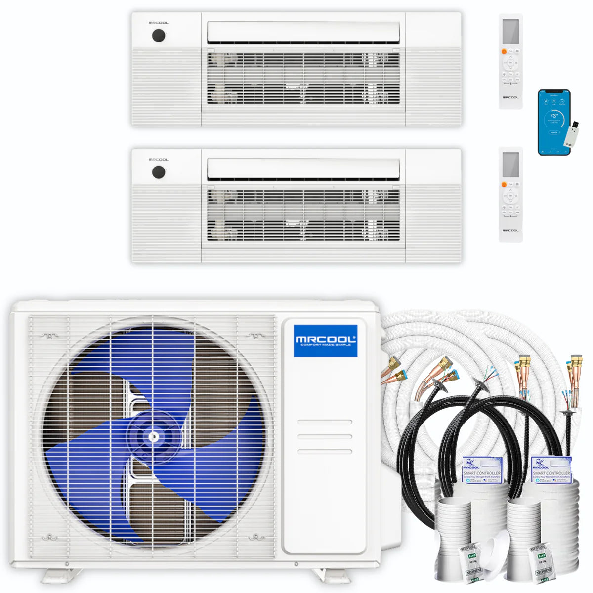 24,000 BTU 2 Zone Ceiling Cassette Ductless Air Conditioner and Heat Pump Q192