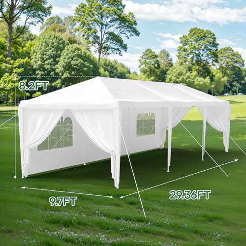 10'x30' White Party Tent with 8 Removable Sidewalls V4201