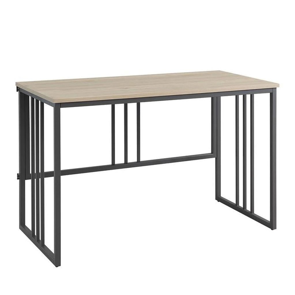 White Oak Gunmetal Slatted Desk Q646