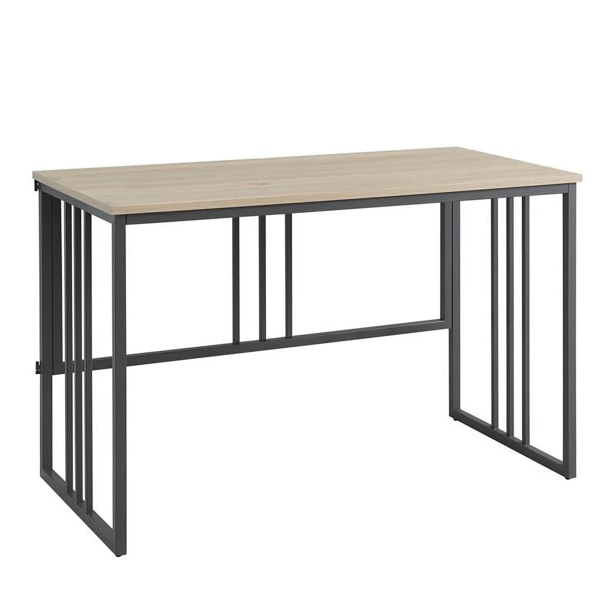 White Oak Gunmetal Slatted Desk Q646