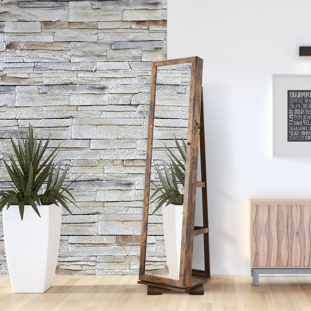 Brown Free-Standing Mirror Jewelry Armoire K447569