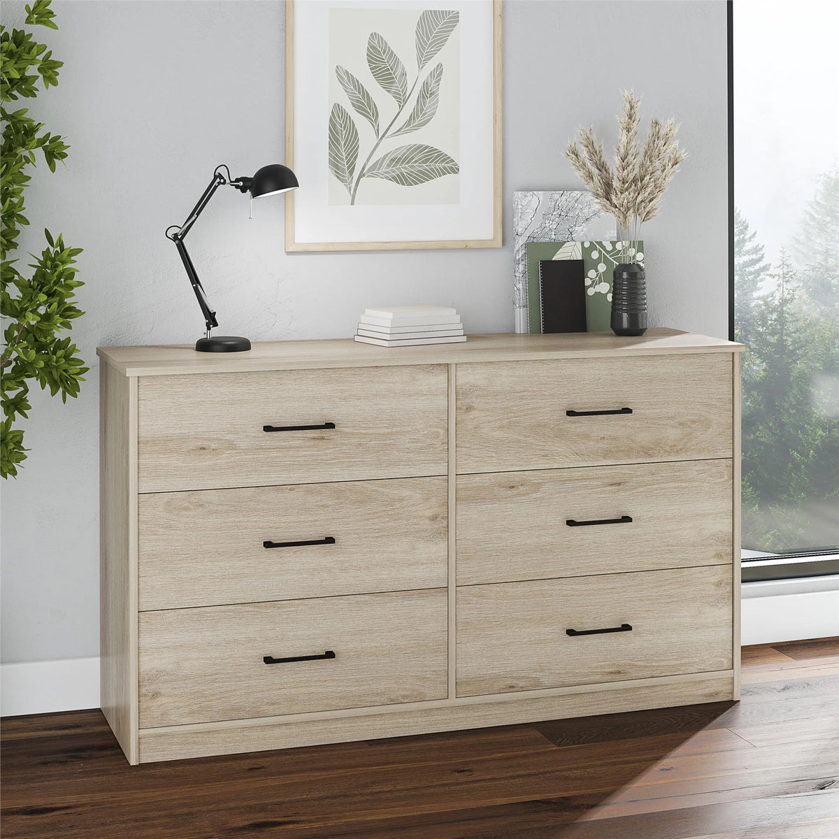 Black 6 Drawer Dresser N5679
