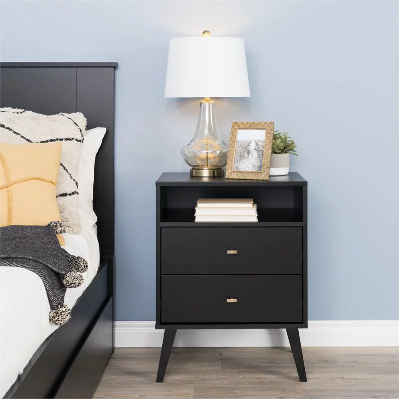 Black 2 Drawer Tall Nightstand M627032