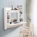 White Wall Mounted Computer Desk with Storage Shelf X963