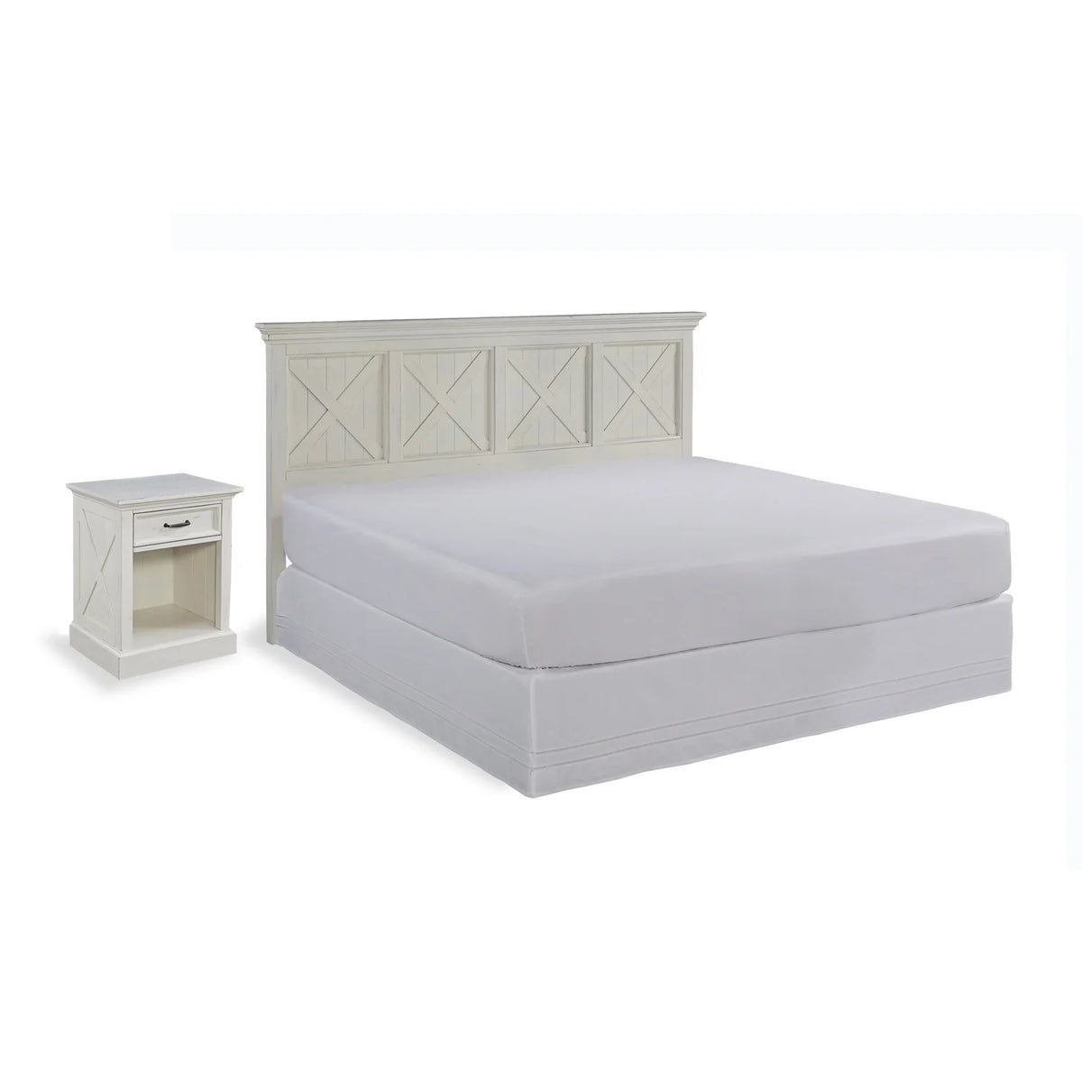Off White Wood King Headboard And Nightstand P30877