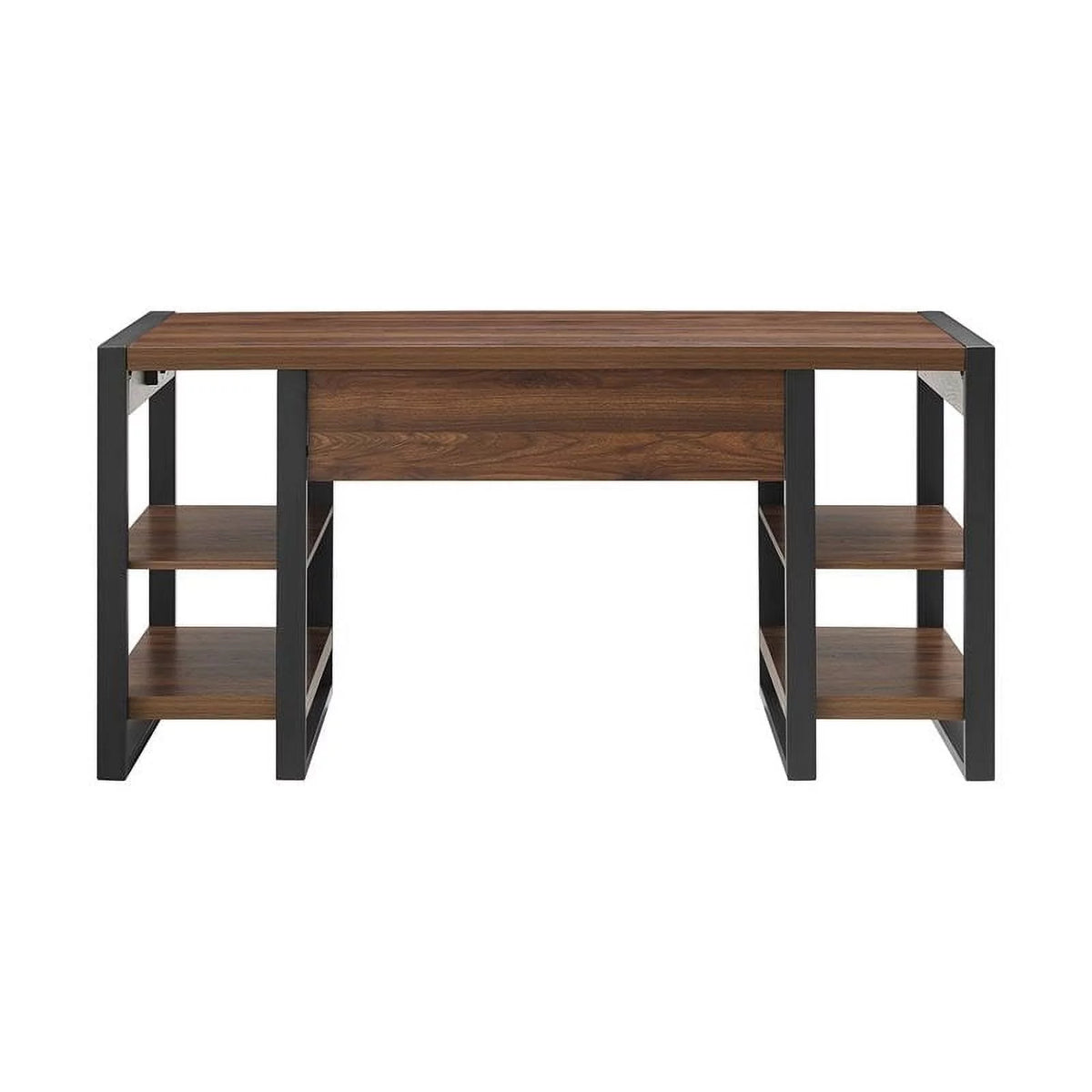 60" Industrial Wood Computer Desk in Dark Walnut Z483