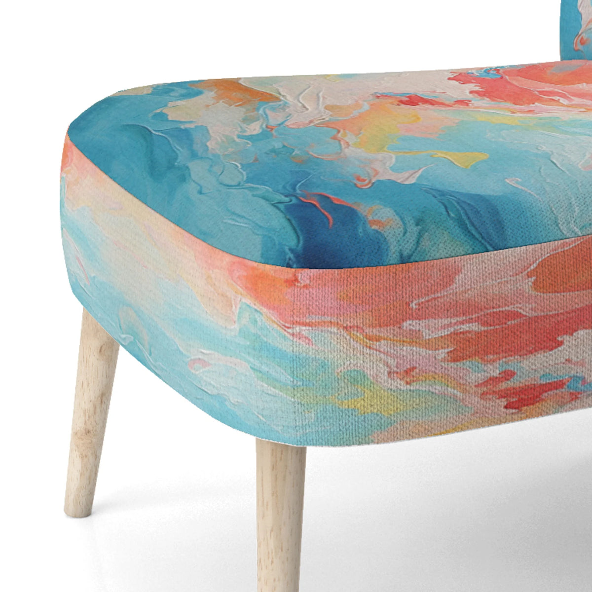 Upholstered Abstract Accent Chair and Mid-Century Modern Arm Chair B64524