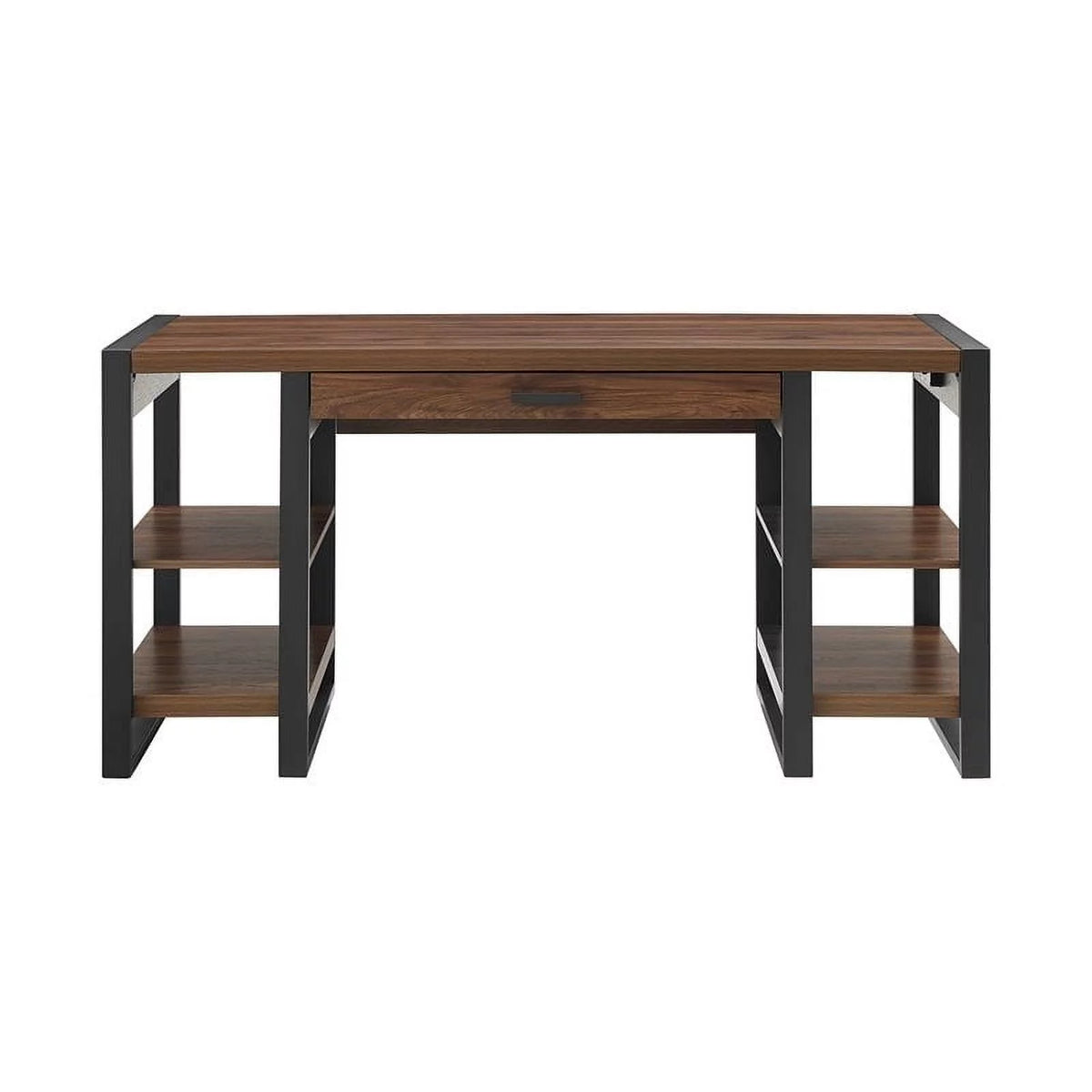 60" Industrial Wood Computer Desk in Dark Walnut Z483