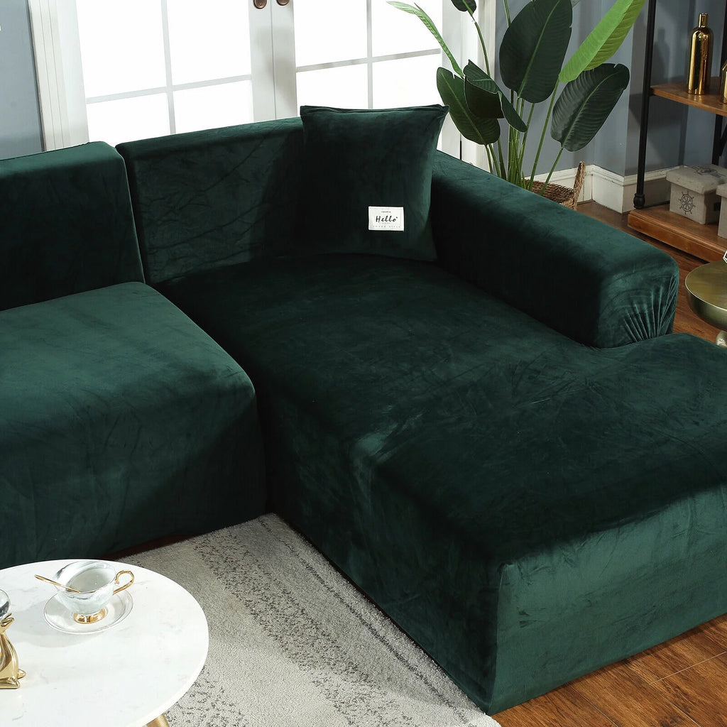 Velvet L Shape Sofa Cover with 2 Pillowcases B77956