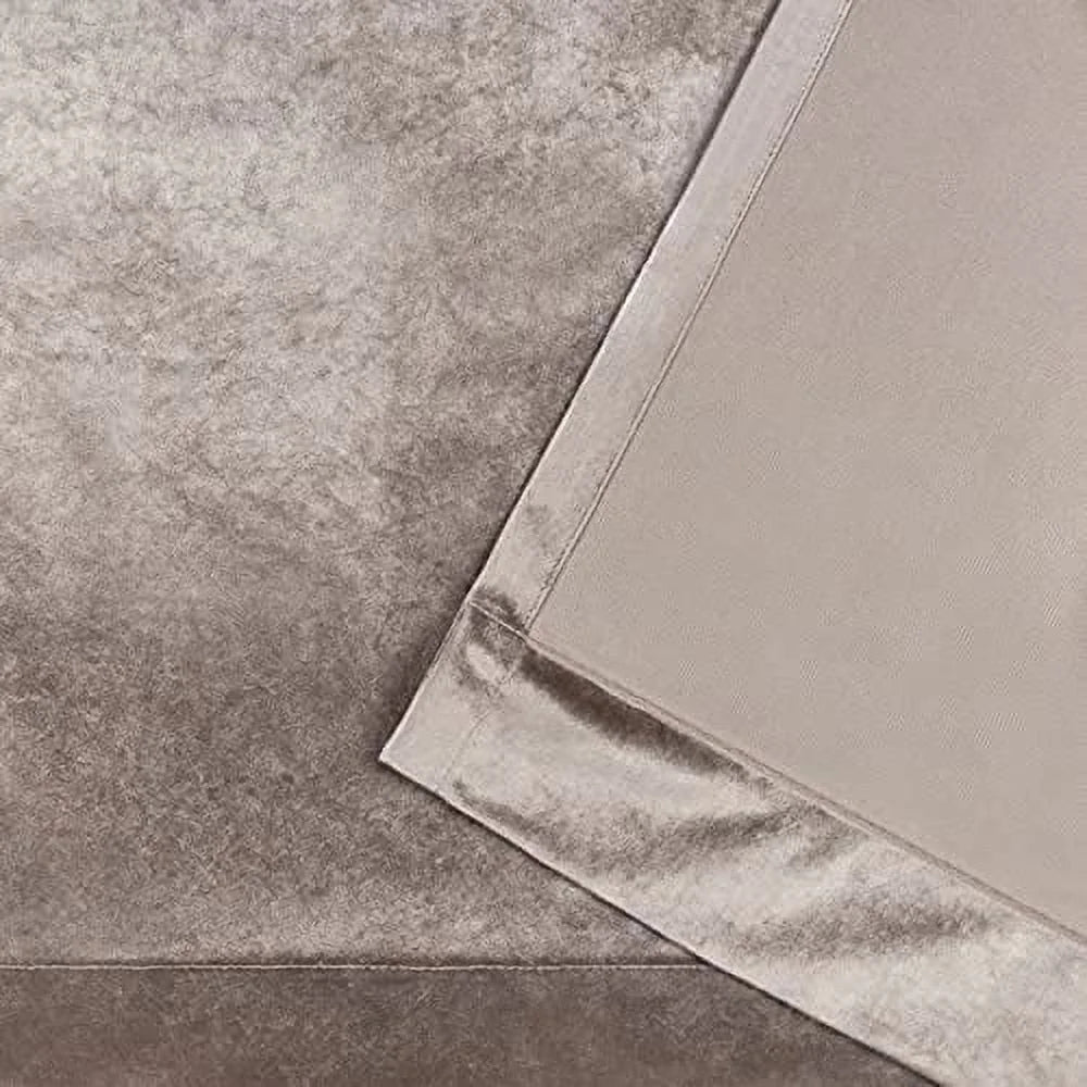 Velvet Light Filtering Hidden Tab Top Curtain Panel Pair, 52"x84", Taupe F18841