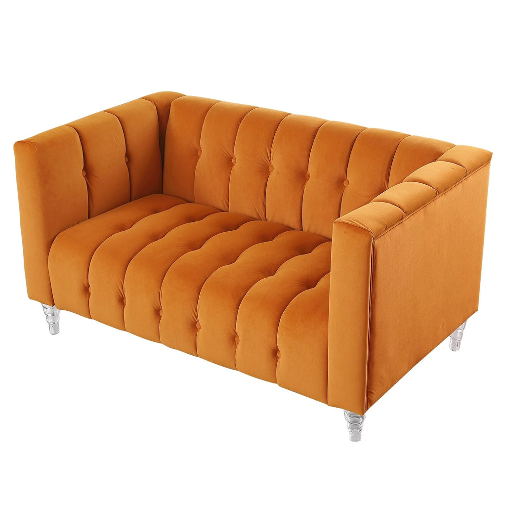 Orange Velvet Tufted Sofa O798
